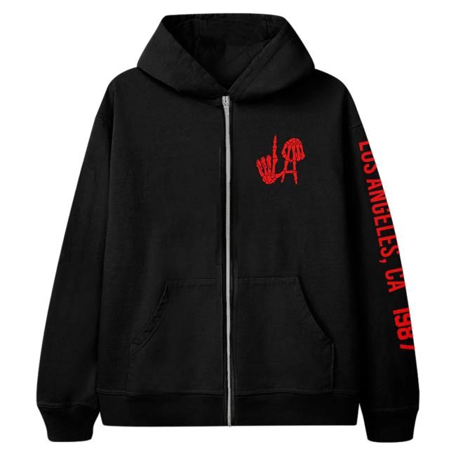 Official Guns N Roses Appetite For Destruction Skeleton LA Hands Zip Hooded Sweatshirt