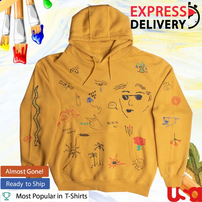 Official Altru Apparel Clothing Stick N Poke Art Graphic Hooded Sweatshirt Mustard