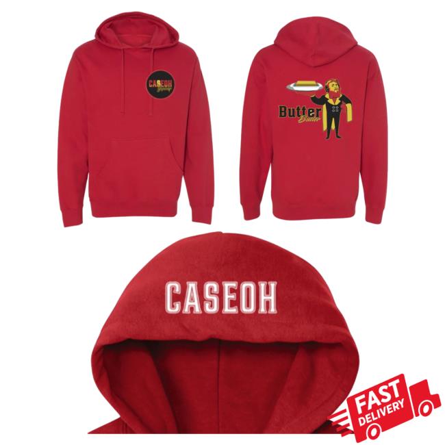Official Caseoh Game Merch Caseoh Games Butter Butler Popover Hoodie# Red Caseohgames