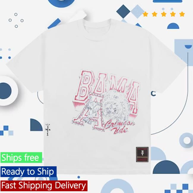 Official Travis Scott Utopia Merch Store CJ X M&N X UNIVERSITY OF ALABAMA HANDDRAWN Tees Travis Scott Apparel Clothing TravisScott