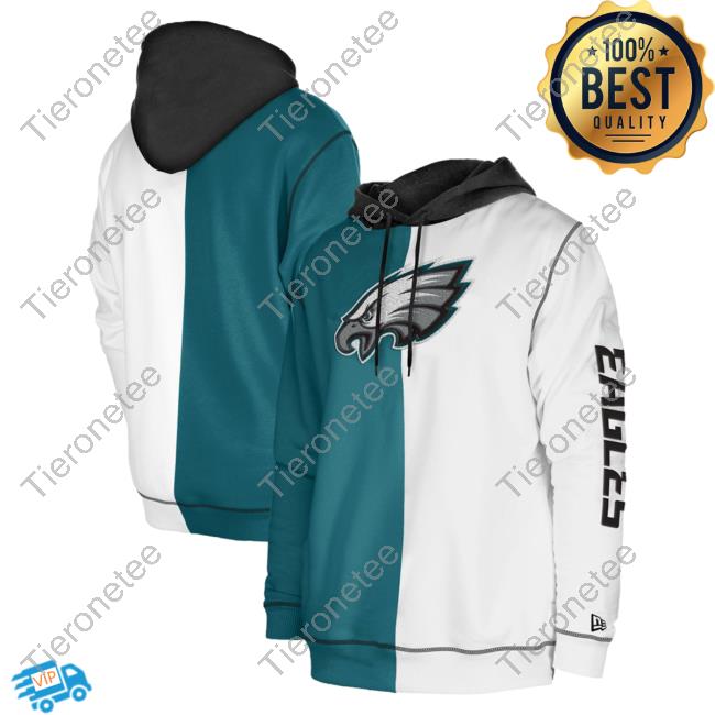 Official PhiladelphiaEagles Clothing Merch Store Shop New Era Midnight Green/White Philadelphia Eagles Third Down Split Raglan Sweatshirts