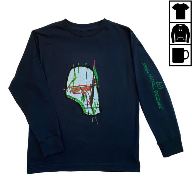 Official The Brant Foundation x Rome Pays Off Jean-Michel Basquiat Skull Long Sleeve Tees Navy BrantFoundation