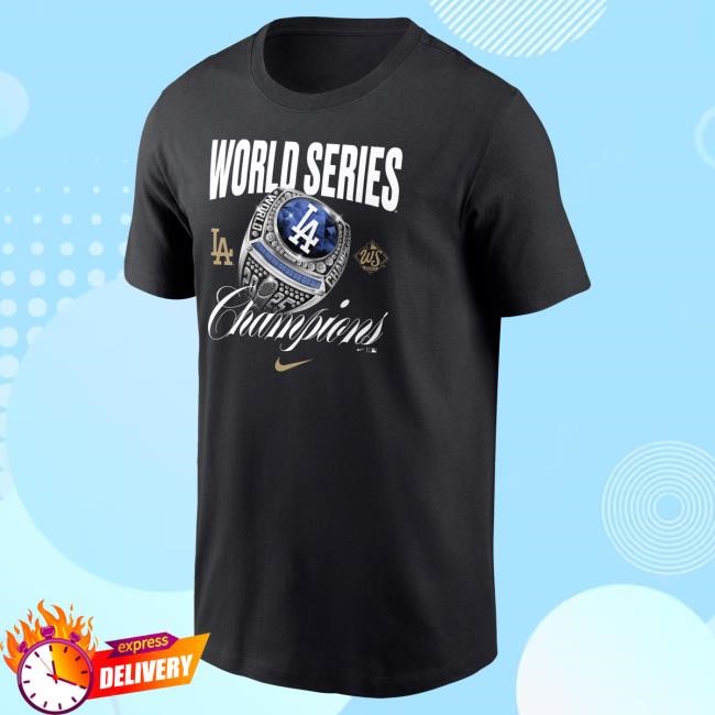 Men's Los Angeles Dodgers Nike Black 2025 World Series Champions Ring Tshirt Official MLB Shop