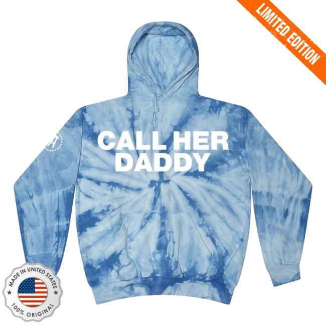 Official Call Her Daddy Apparel Clothing Store Shop CHD Merch Call Her Daddy Tie Dye Pull Over Hoodie Blue CallHerDaddy Tie-Dye