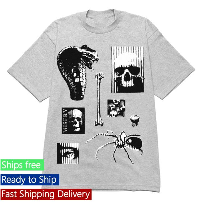 Official Misery Worldwide Phobia Graphic Print Grey Tee Shirt