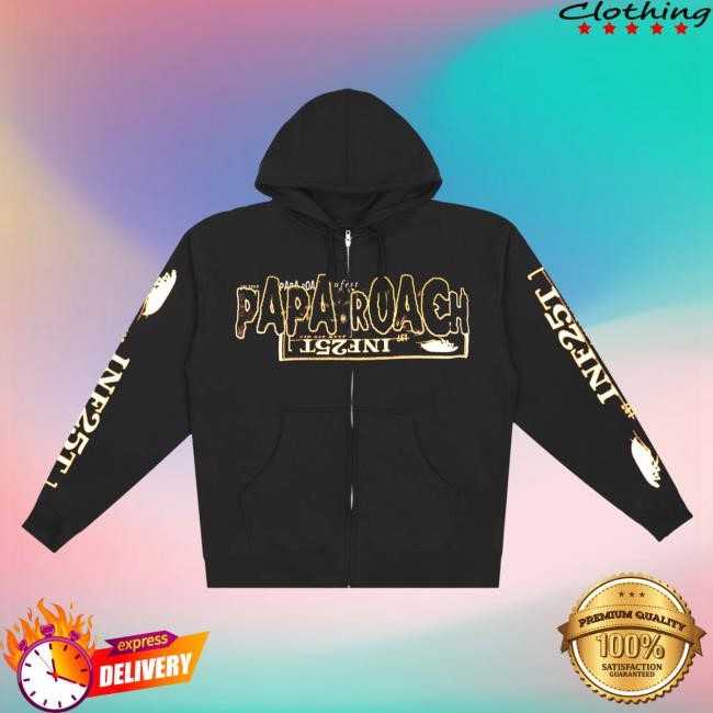Official Papa Roach Inf25t Zip Up Hooded Sweatshirt (Black)