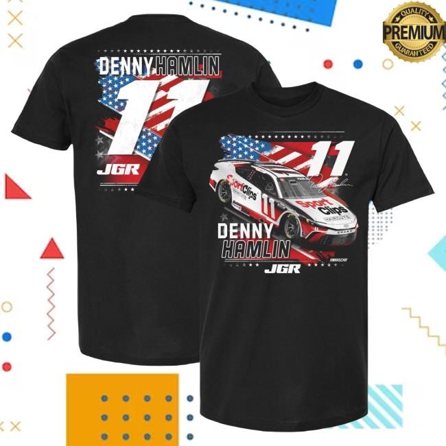 Denny Hamlin Black Patriotic Tshirt Official DH Merch Store