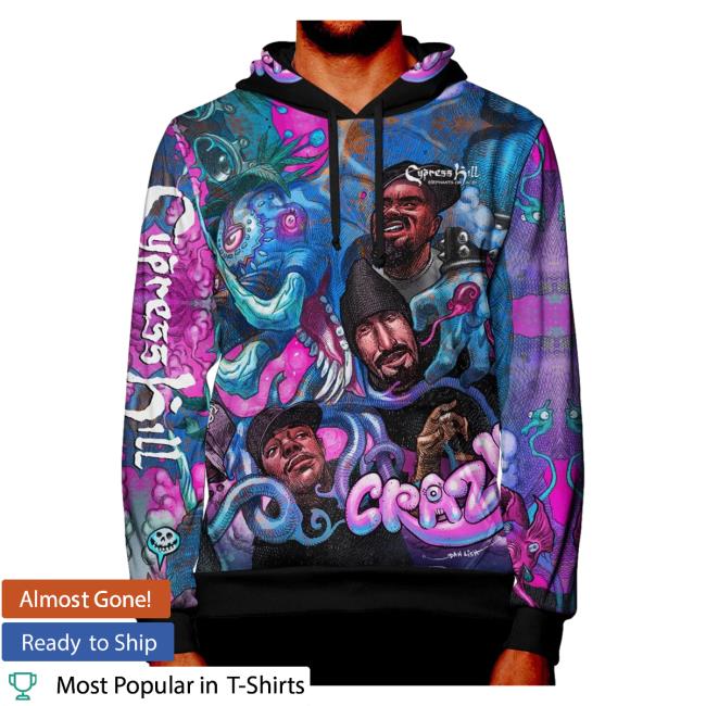 Official Cypress Hill Merch Aop Cypress Hill Crazy All Over Print Pullover Sweatshirt CypressHill