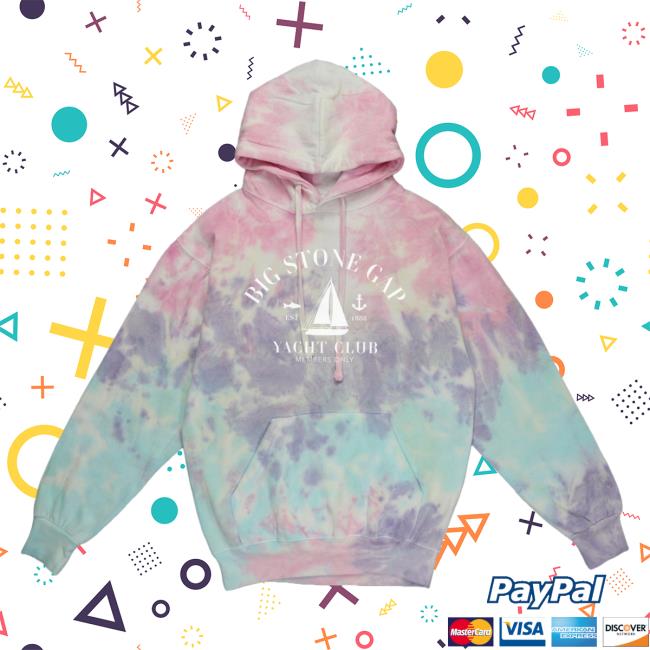 Official Hometown Apparel Clothing Merch Big Stone Gap Virginia Yacht Club Tie-Dye Hooded Sweatshirt 5XL Tie Dye Cotton Candy