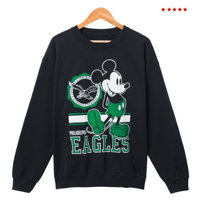 Official Junk Food Apparel Clothing Store Shop Junkfoodclothing Philadelphia Eagles Footbal Logo Mickey Mouse Crew neck Sweatshirt