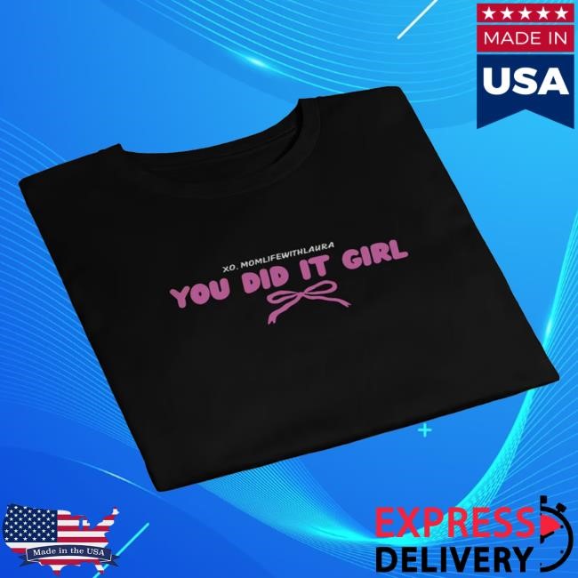 Official Momlifewithlaura You Did it Girl Bow Cropped Hot Shirt - Black/Hot Pink