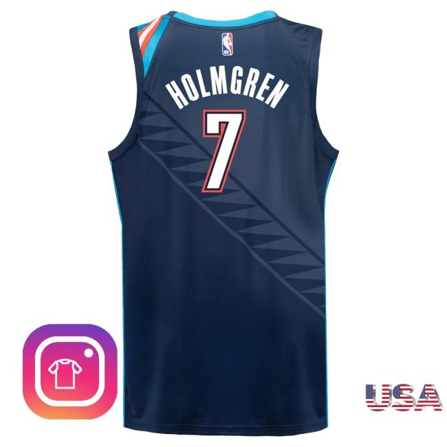 Oklahoma City Thunder Chet Holmgren 2025-26 NBA Basketball City Gear New Chet Holmgren NBA Basketball City Edition | Oklahoma City Thunder
