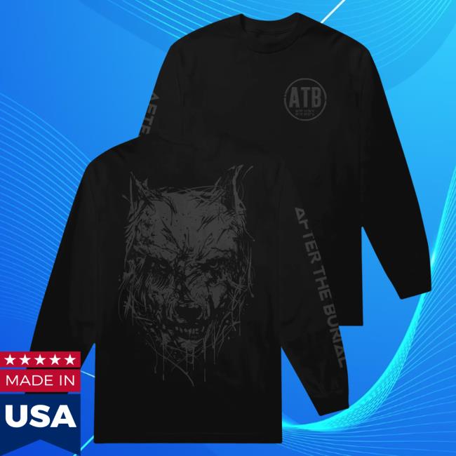 Official After The Burial Merch Wolf Drip Puff Print Black Long Sleeve T-Shirts