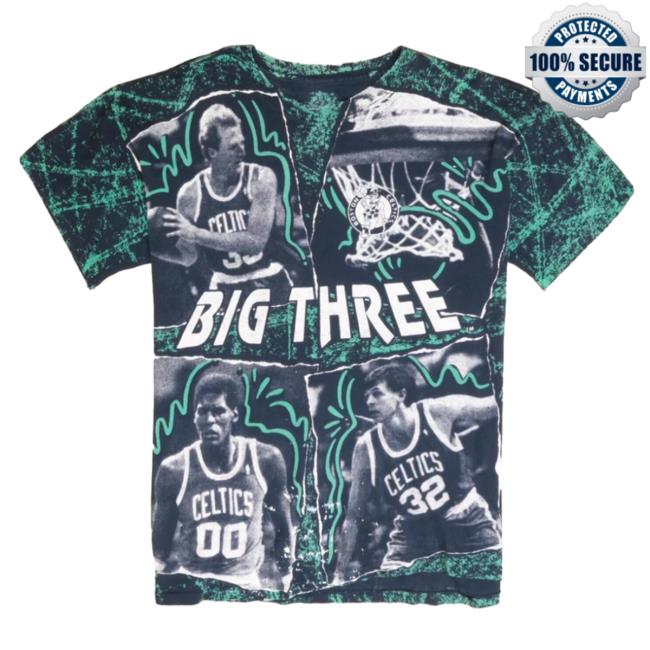 Official Throwback Vault Vintage Boston Celtics Big Three Salem Crewneck Larry Bird Aop 90S