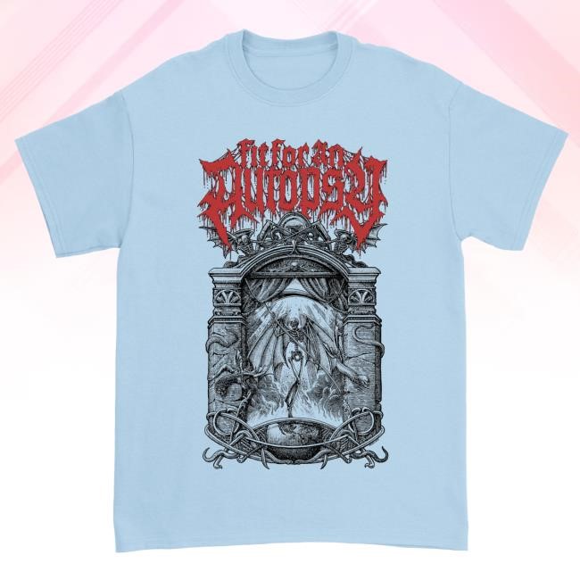 Official Fit For An Autopsy Merch Death Arch Popover Shirt - Light Blue