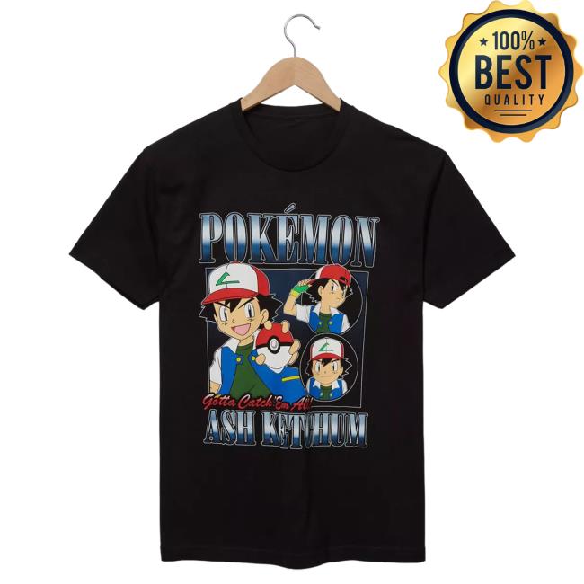 Official Box Lunch Merch Store Box Lunch Pokémon Ash Retro Black Hot Shirt BoxLunch Exclusive Box Lunch Apparel Clothing Shop