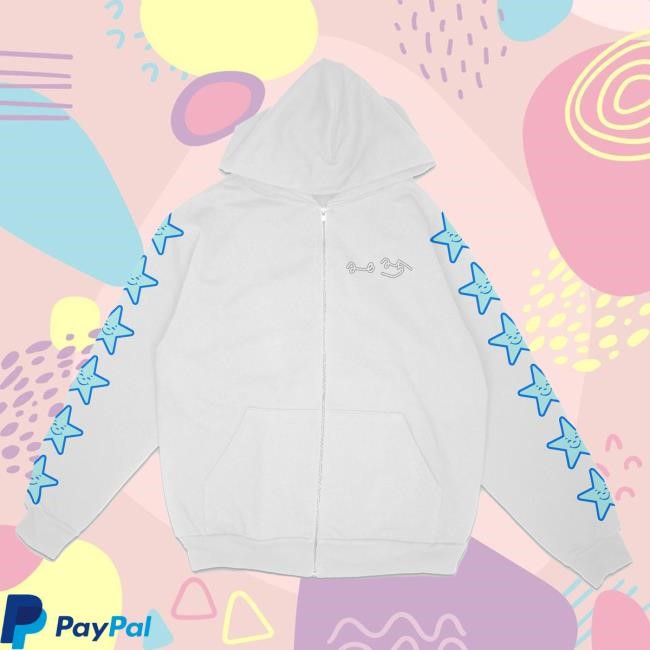 Official Asspizza Star Sleeve Zip-Up Hoodie Blue Star Black Hoodie