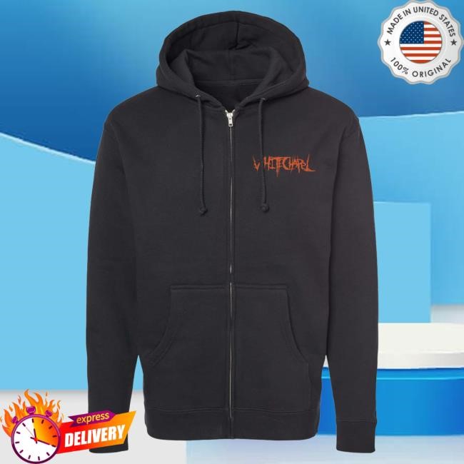 Official Whitechapel Merch Hymns Black Zip-Up Popover Hoodie Whitechapel Band