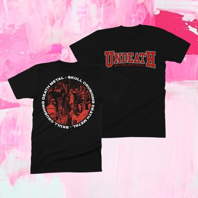 Undeath Metal Merch College In Red T Shirt