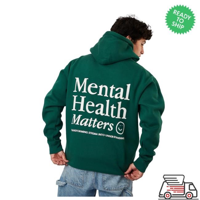 Official Happiness Project Mental Health Matters Popover Hoodie - Forest Green