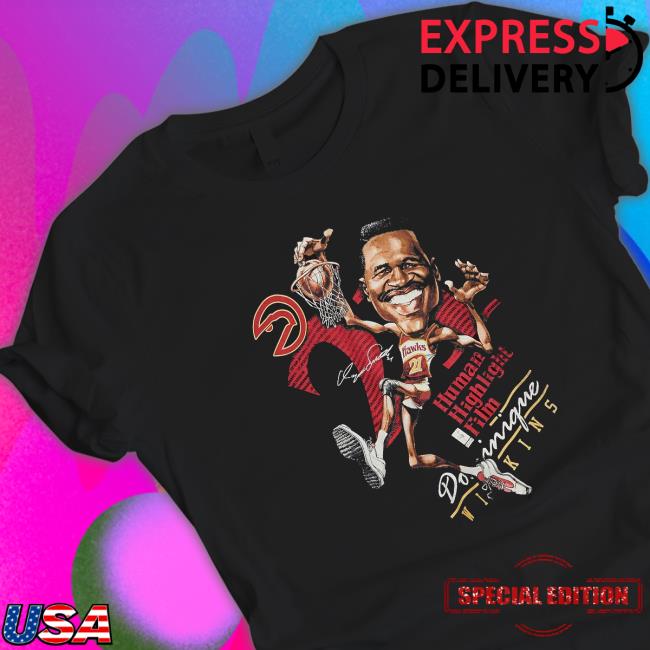 Official Mitchell & Ness Dominique Wilkins Atlanta Hawks Hardwood Classics Caricature Shirts