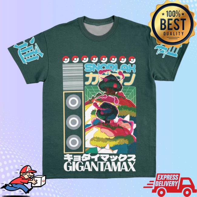 Official Anime Ape Clothing Gigantamax Snorlax Pokemon Streetwear AOP Tees 3D All Over Print Animeape