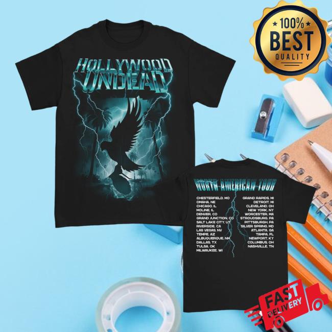 Hollywood Undead Merch Store Lightning Storm Dove & Grenade 2023 Tour Tee HollywoodUndead