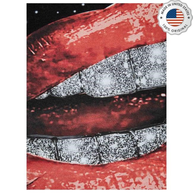 Official Noissey Merch Noissey High quality Dazzling Red Lips Starry Print Black Washed Hooded Sweatshirt