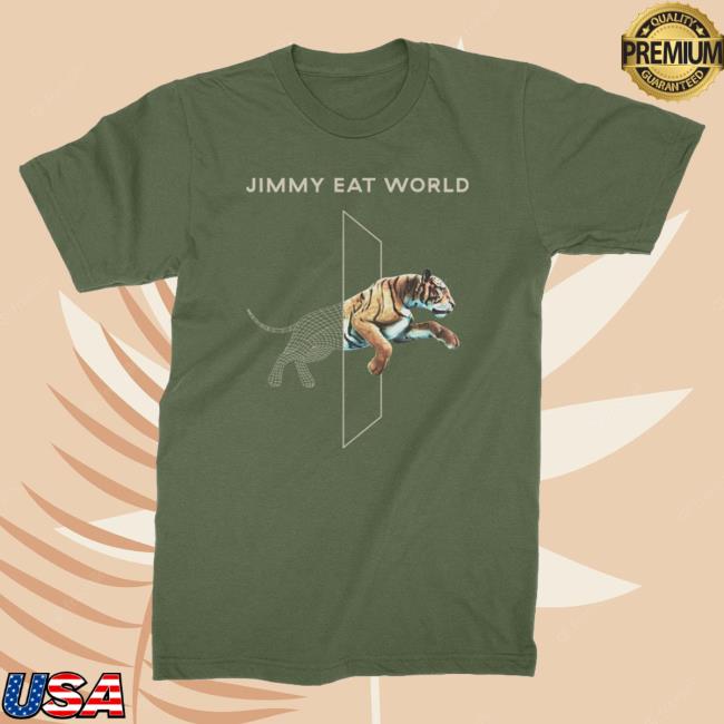 Official Jimmy Eat World Merch Jumping Tiger Shirts (Olive Green)