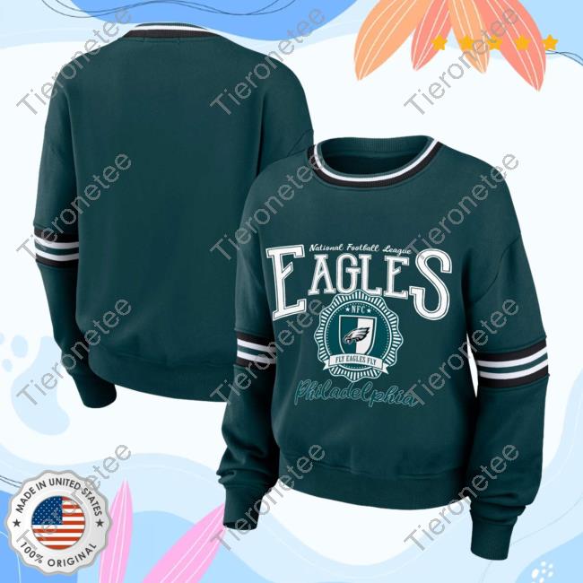 Official PhiladelphiaEagles Clothing Merch Store Shop Wear By Erin Andrews Green Philadelphia Eagles Prep Hooded Sweatshirt