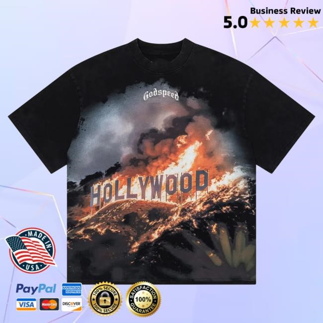 Official Godspeed Nyc Clothing Merch Hollywood Inferno Popover Shirt (Black) Godspeed New York