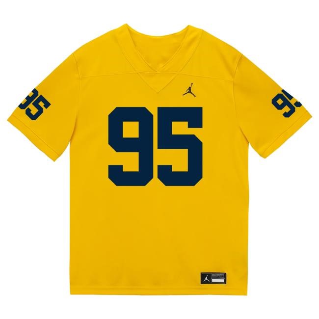 Official The M Den Michigan Wolverines #95 Trey Pierce Student Athlete Maize Football Jersey Shirts