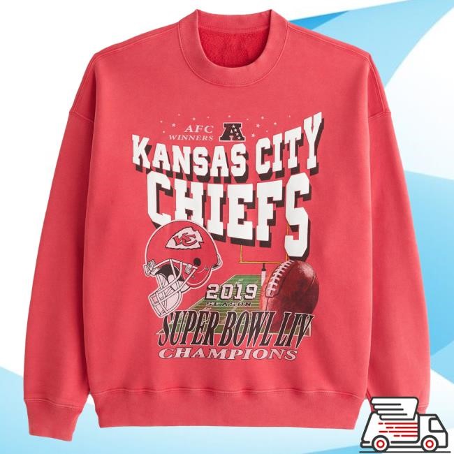 Official Abercrombie And Fitch Merch Kansas City Chiefs Graphic Crewneck Sweatshirt NFL by Abercrombie
