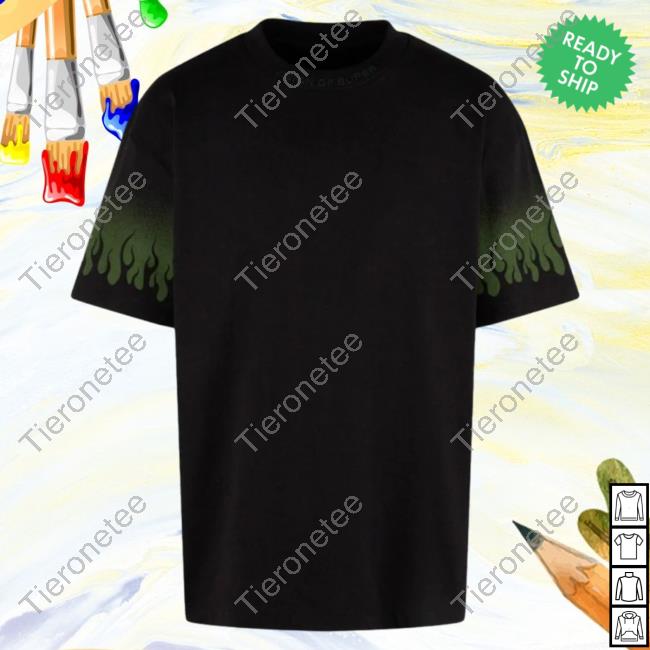 Official Vision Of Super Green Negative Flames Black T-Shirts