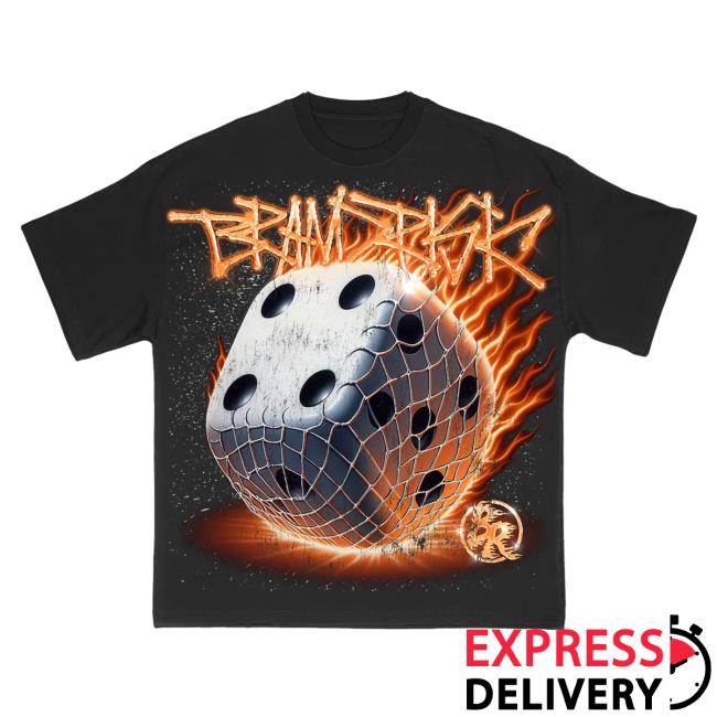Official Brand Risk Merch Shop Flaming Dice Roll Black Tee