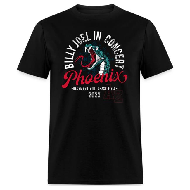 Official Billy Joel Merch Store Billy Joel "12-8-23 Phoenix Event" Black Hot Shirt Online Exclusive Billy Joel Shop BillyJoel