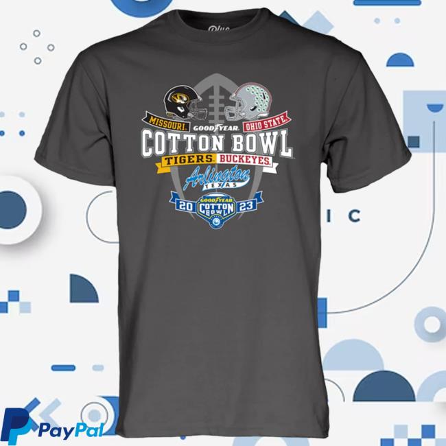 Official Mizzou Cotton Bowl Merch Mizzou Tigers Step Ahead Mizzou Vs Ohio State Two Team Grey Shirts