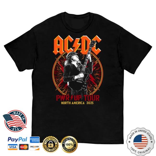 Official AcDc Merch Store Ac/Dc Angus Bolts PWR UP Tour Tshirt