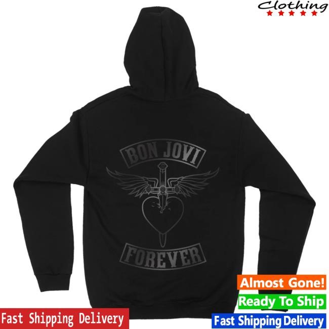 Official Bon Jovi Merch Store Shop Bon Jovi Black on Black Patch Pullover Sweatshirt BonJovi