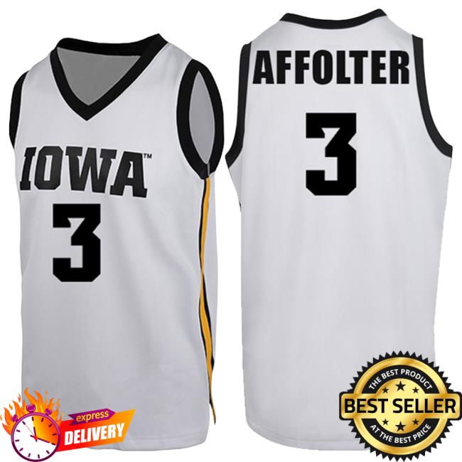 Official Iowa Hawkeyes Merch Store Iowa Hawkeyes Affolter #3 White Jersey Shirts Iowa Hawkeyes Apparel Clothing Shop