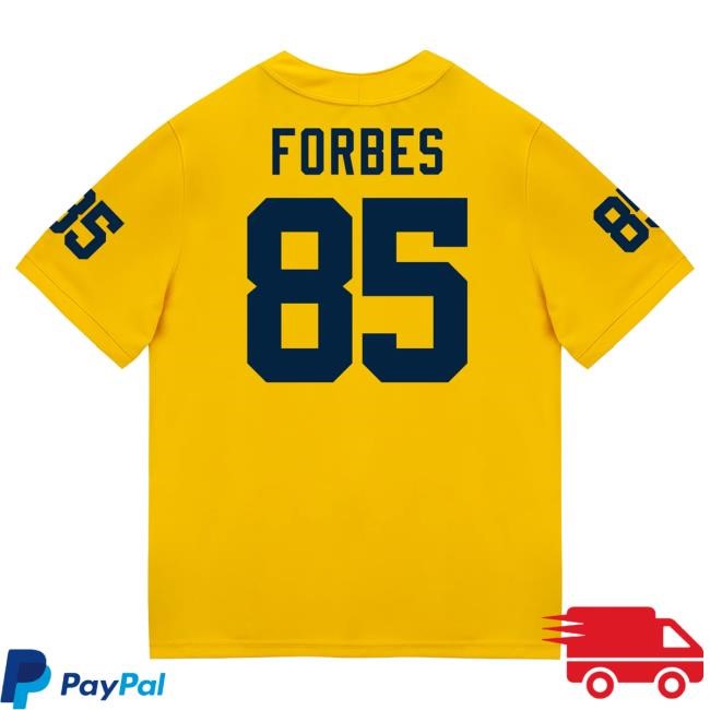 Michigan Wolverines #85 Logan Forbes Student Athlete Maize Football Jersey T Shirt The M Den Shop Official