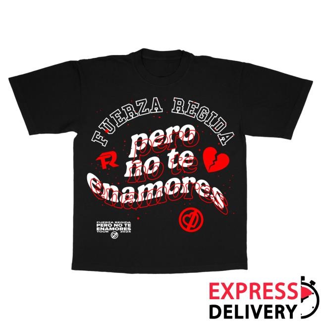 Official Fuerza Regida Merch Store Broken Heart - Black S/S New Shirt Fuerzaregida Shop Clothing