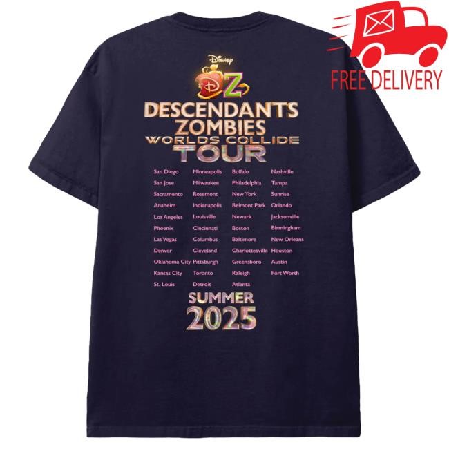 Official Worlds Collide Tour Merch Descendants/Zombies Tour Tees - Navy