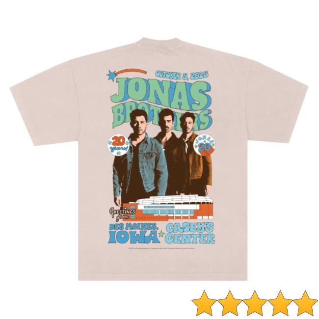Official Jonas Brothers Merch Store Shop Greetings From Your Hometown - Des Moines, IA Tee JonasBrothers