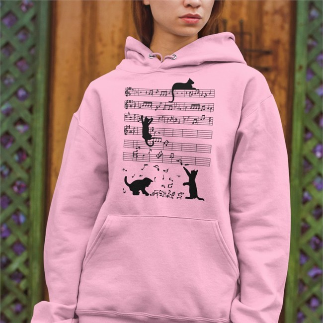 Threatening Music Notation Cute Cat Playing Music Note Clef Musician Long Sleeve Threatnotation