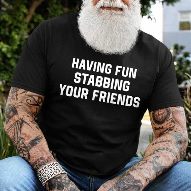 Weird Thrift Store Shirts Having Fun Stabbing Your Friends Hat Black