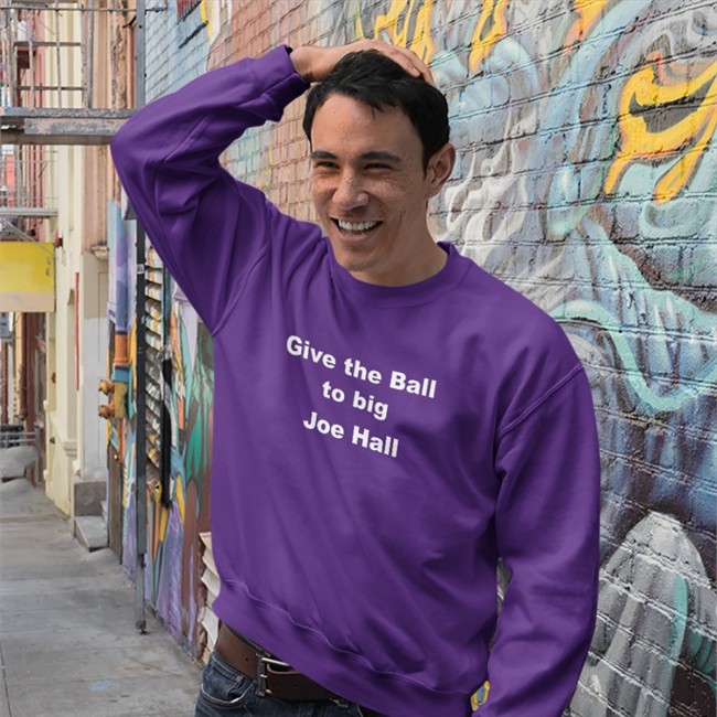 Purple Give The Ball To Big Joe Hall shirt Joehall310