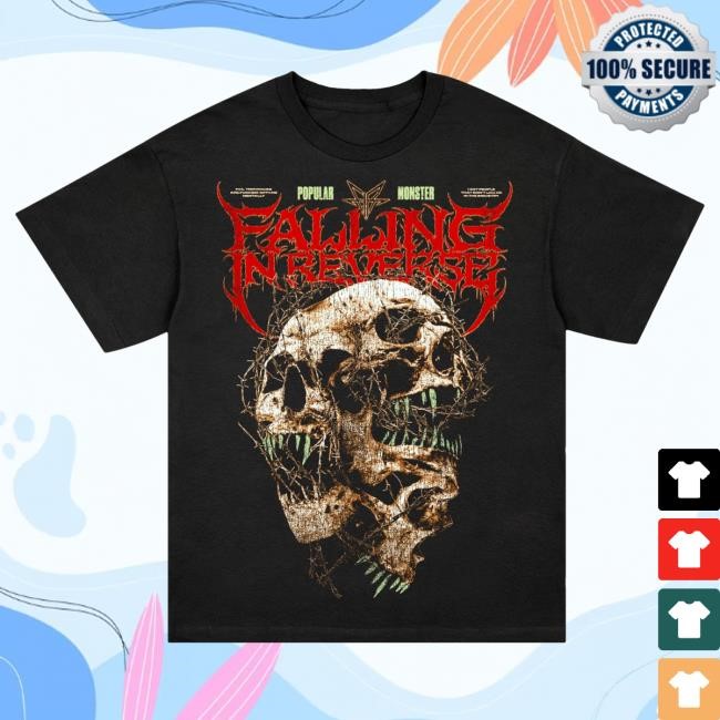Official Falling In Reverse Merch Triple Skull New Shirt