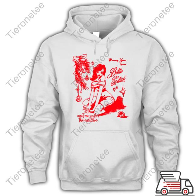 Billie Eilish Merch Merry Xmas Meet Me Under The Mistletoe Hooded Sweatshirt