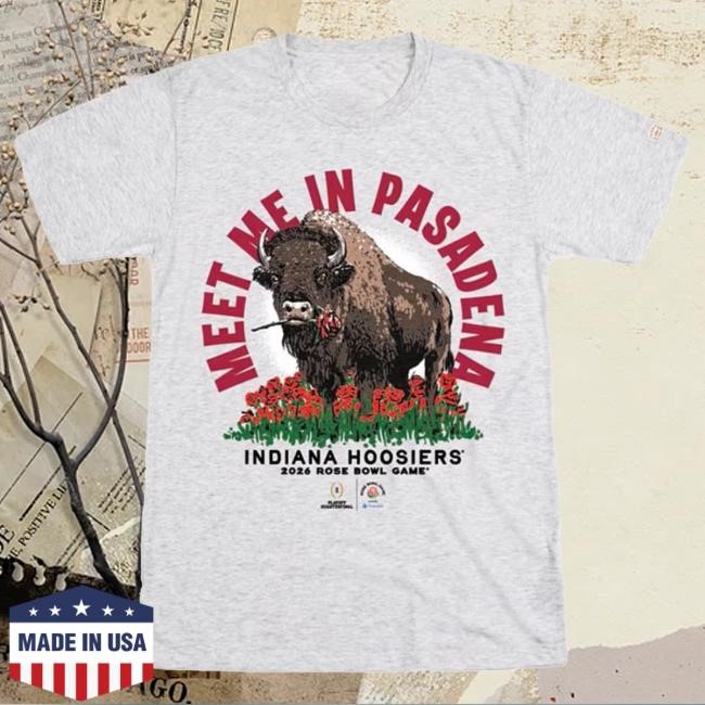 Homefield Indiana Hoosiers Natural 2026 Rose Bowl Meet Me In Pasadena Short Sleeve New Shirt | Rally House Official Merch Store Shop | RallyHouse